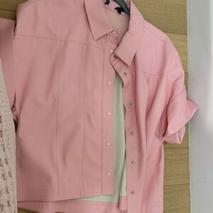 Alice + Olivia Light Pink Button-Down Shirt